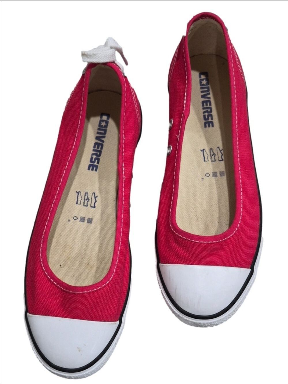 Converse Chuck Taylor All Star Ballet Lace Slip On Red Canvas Shoes Women's 7
